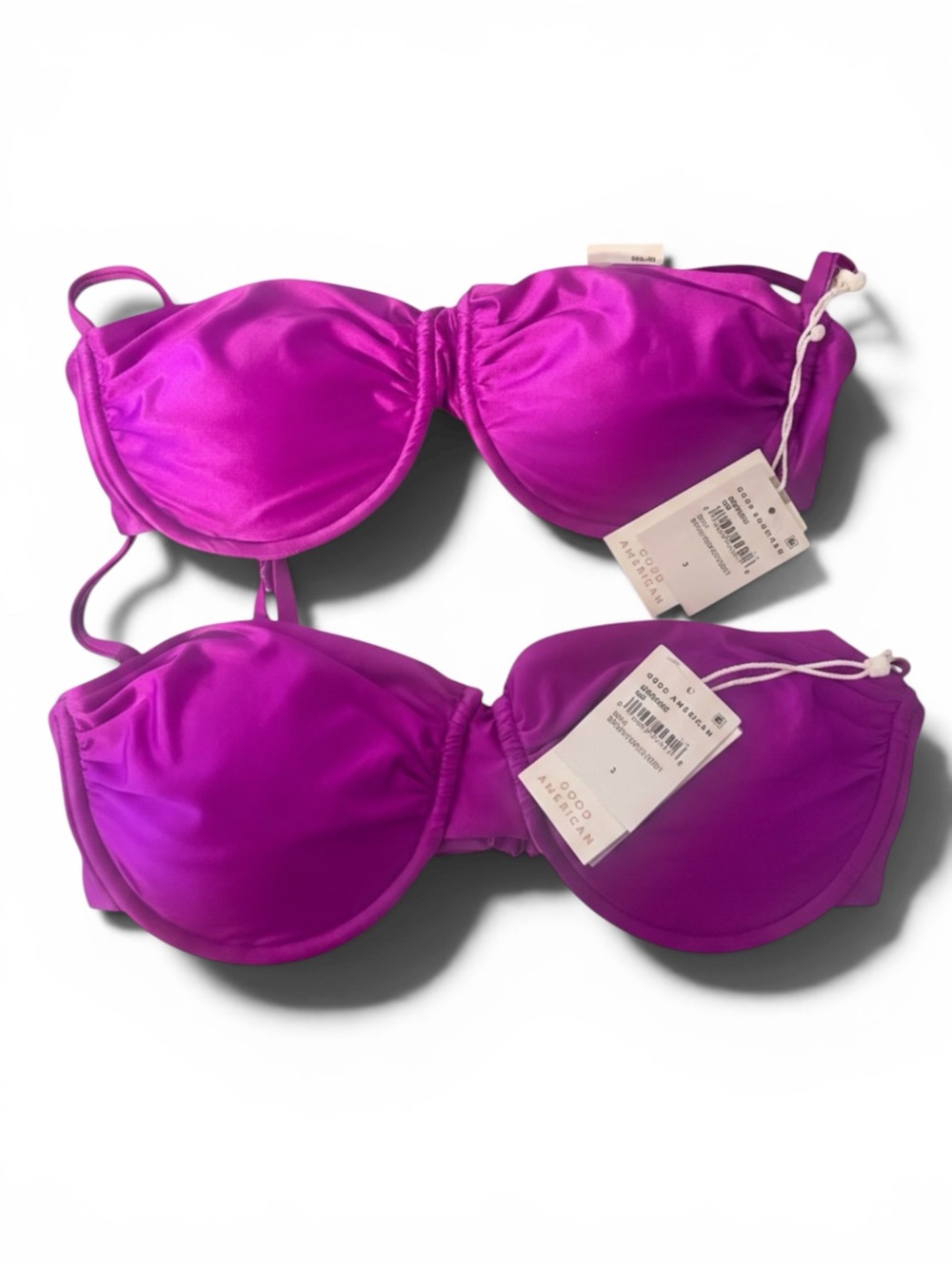 Good American Fuchsia Bandeau Bikini Tops - Fuscia